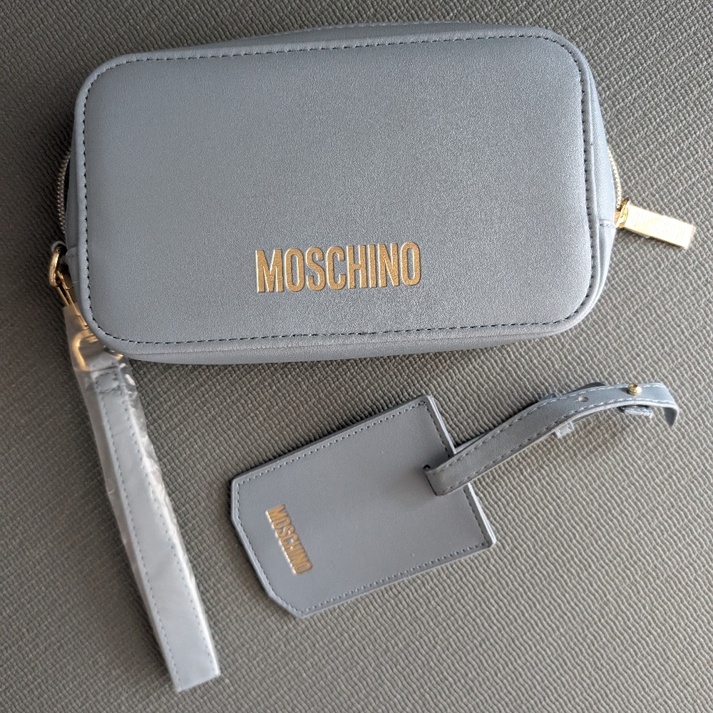 Moschino Soft Blue Wristlet Bag Pouch